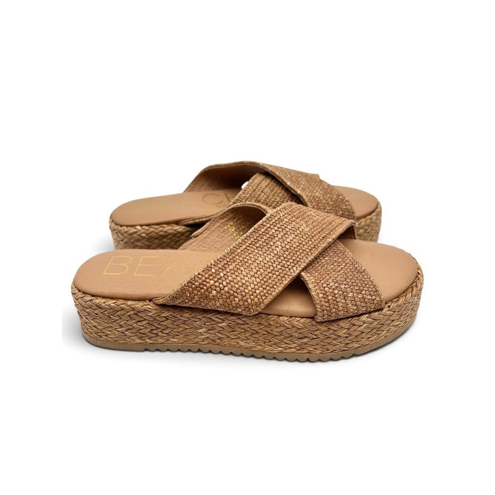 Beach by Matisse Caravan Espadrille Cross Sandals Tan Women 8M Resortwear